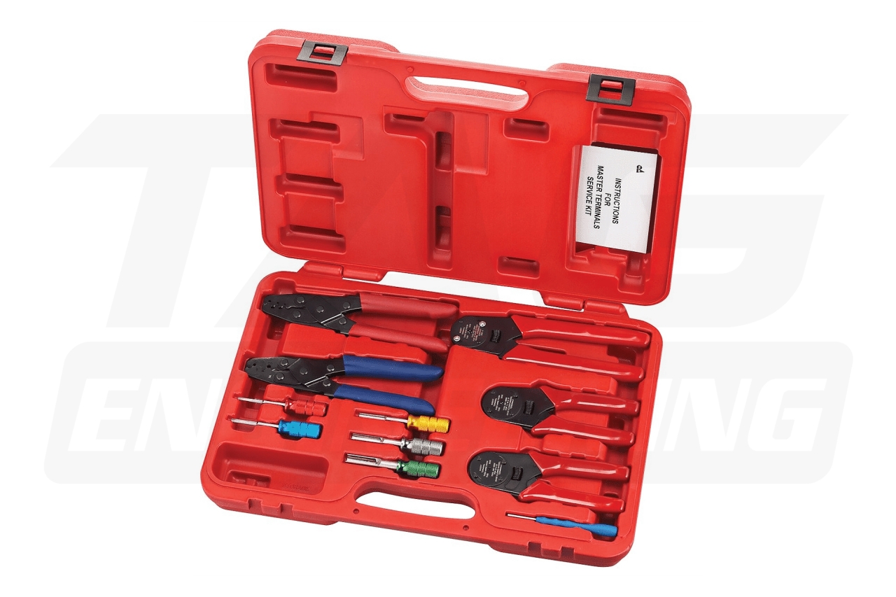 11Pcs TAC DEUTSCH Terminal Crimp And Release Tool Master Kit 經濟型專業車載端子專用壓接鉗, 釋放工具套組 | TE Motorsport by TAG Engineering Group.